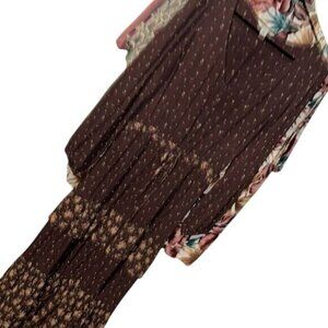 American Eagle Womens Brown Floral Maxi Dress M Long Boho Button Front With Tie
